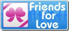 Официальный баннер игры Friends For Love: розовый клевер из сердец на голубом фоне